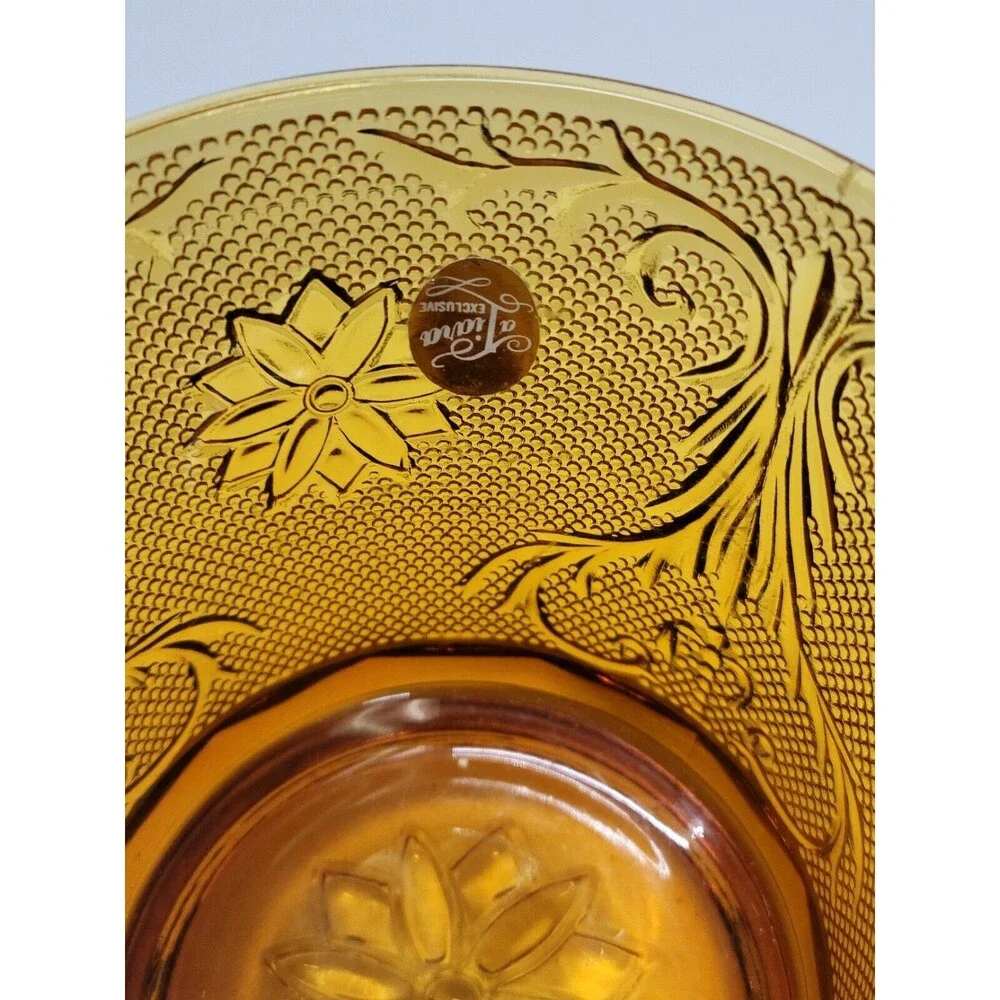 Tiara Indiana Sandwich Glass Amber Canister with Lid Medium Vintage